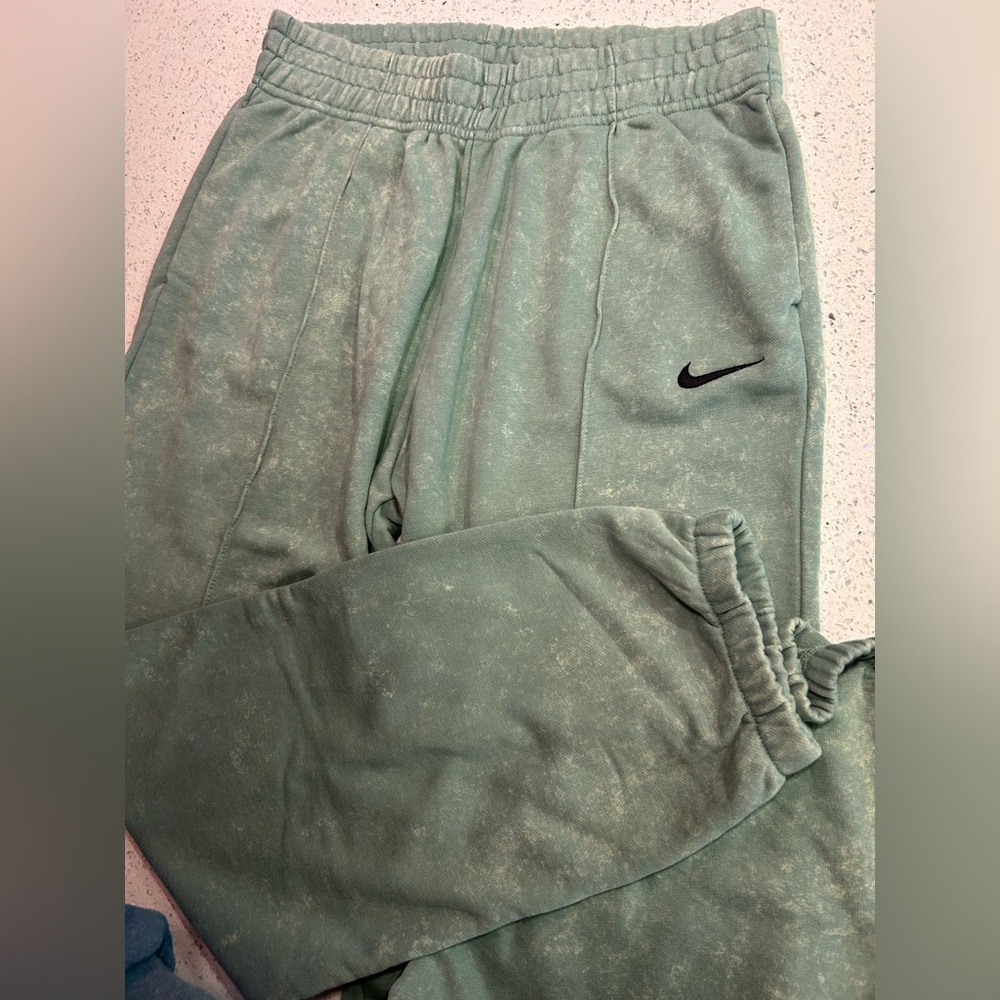 Nike Mint Green Washed Jogger Pants with Black Swoosh